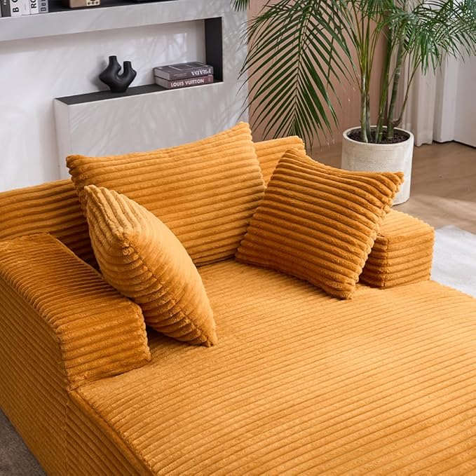 Oversized Chaise Daybed Lounge Sleeper Chair Sofa Bed Indoor, Fluffy Corduroy - Image 6
