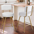 Gold White Bar Stools Set of 2, Modern Counter Height Bar Stools by FLYZC