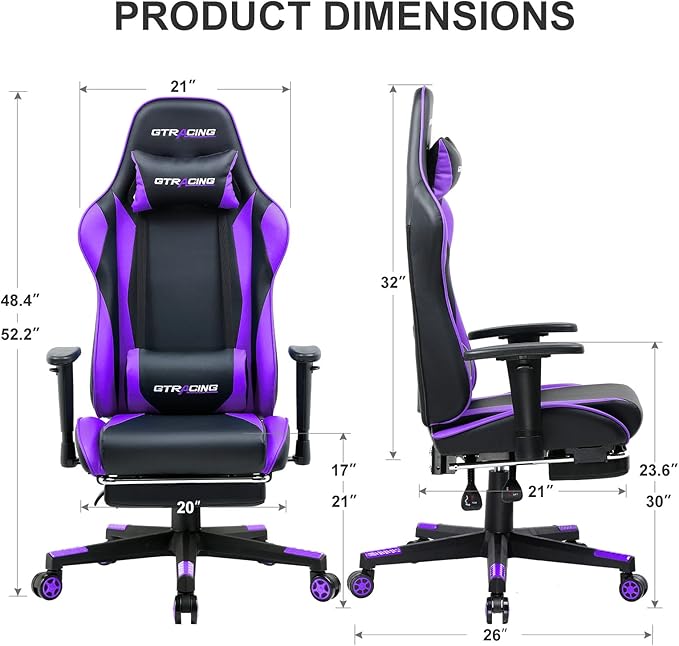 GTRACING Gaming Chair with Footrest, Ergonomic Computer Game Desk Chair - Image 3