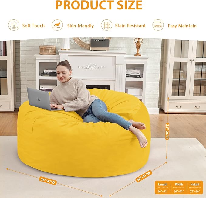 3FT Bean Bag Chair, Comfy Bean Bag Chairs - Image 3