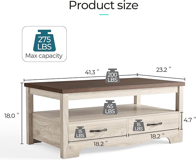 LINSY HOME Farmhouse Coffee Table - Image 3