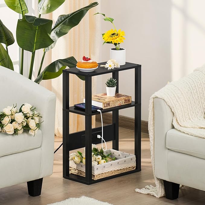 3-Tier Small Narrow Wood Side Table - Image 2