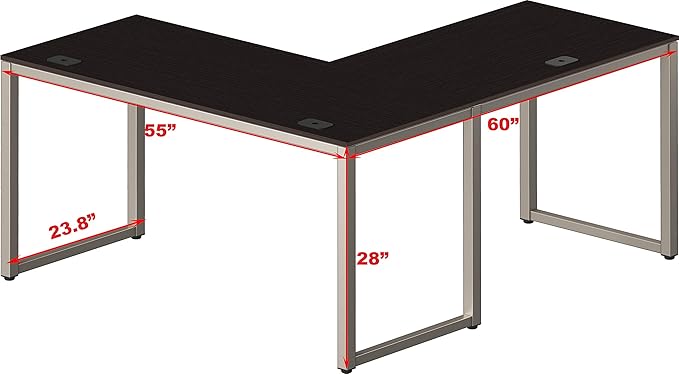SHW 55 x 60 Inches Commercial-Grade L-Shape Corner Office Computer Desk - Image 3