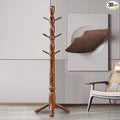 Wood Coat Rack Hall Tree, Stable Triangle Base Coat Tree by Unknown