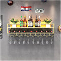 Pengfei LED Wine Rack Wall Mounted, Industrial Metal Wall Wine Shelf & Glass by PENGFEI