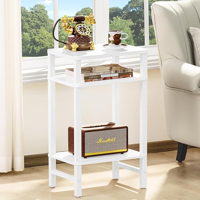 28in Tall Side Table Set of 2, 3-Tier Small Narrow End Table - Image 5
