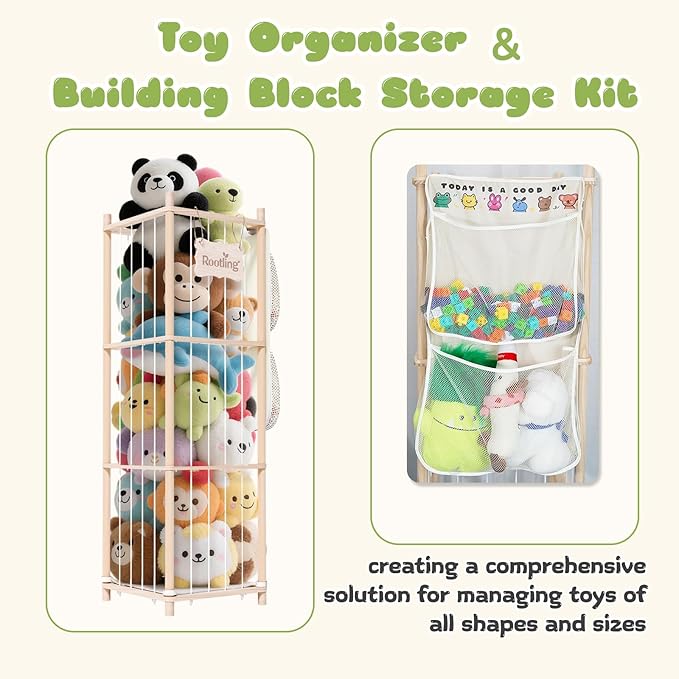 Stuffed Animal Storage & Organizer, 54 inch Tall Wooden Cute Zoo Toy Holder - Image 2