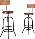 LOKKHAN Industrial Bar Stool-Adjustable Swivel Round Wood Metal Kitchen by LOKKHAN