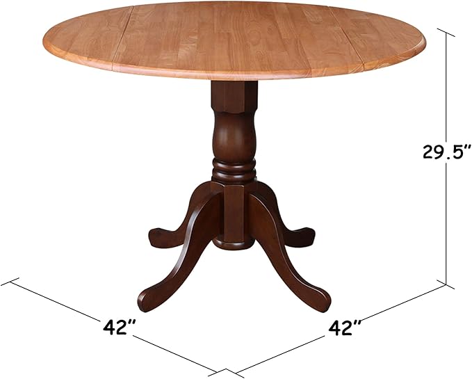 International Concepts Round Dual Drop Leaf Ped Table, Cinnamon/Espresso - Image 2