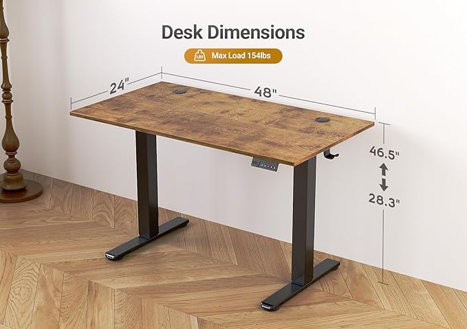 Seang Electric Standing Desk Adjustable Height, 48 x 24 Inch Sit Stand Desk - Image 3