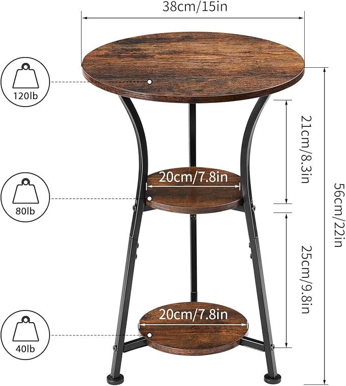 Dulcii Small Round End Table for Narrow and Small Space, 3-Tier Round Accent - Image 3