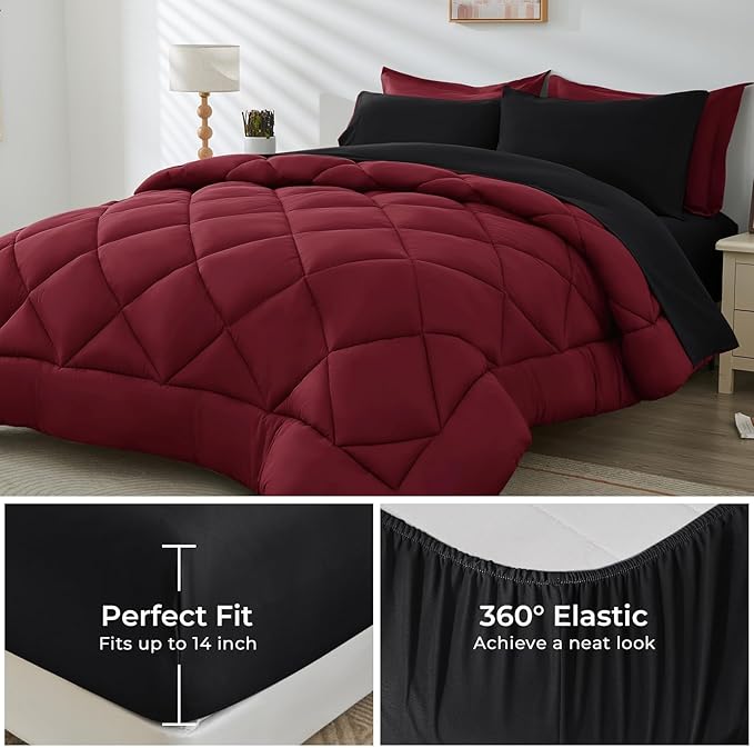 HEVUMYI Red & Black Twin Comforter Set - Image 4