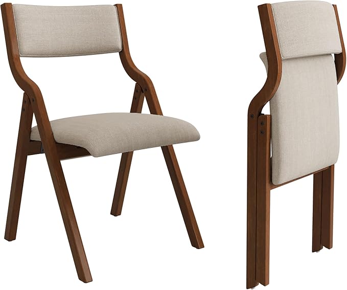 Folding Dining Chairs Set of 2, Upholstered Kitchen Chair - Image 6
