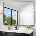 FORBATH Large Bathroom Mirror 48 x 36 Inches，Black Large Wall Mirror Aluminum by FORBATH
