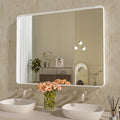WEER White Bathroom Mirror 40X32 Inch, Rounded Rectangle White Metal Frame by WEER