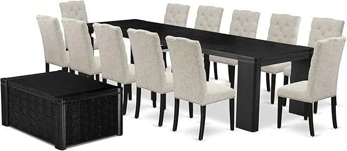 X12EL-0C6-35 - 14-piece Dining Room Table Set a Rectangular Dining Table - Image 2