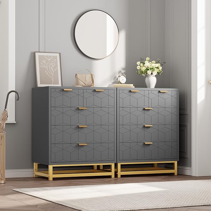 GAOMON Grey 5 Drawer Dresser for Bedroom, Chest of Drawers - Image 3