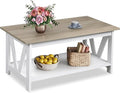 WLIVE Coffee Table with Storage Shelf, 39.4" Farmhouse Coffee Table with by WLIVE