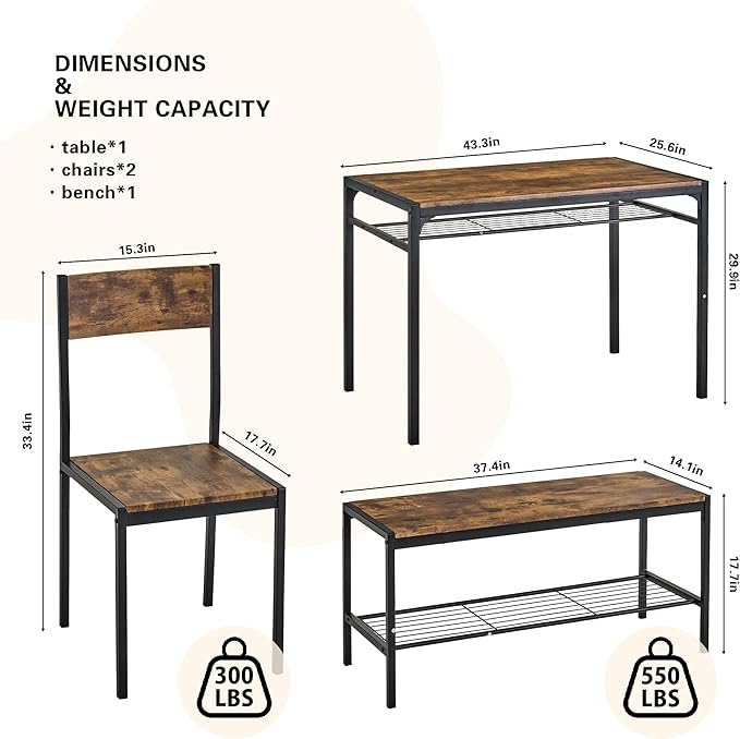 VECELO Kitchen Dining Room Table - Image 7