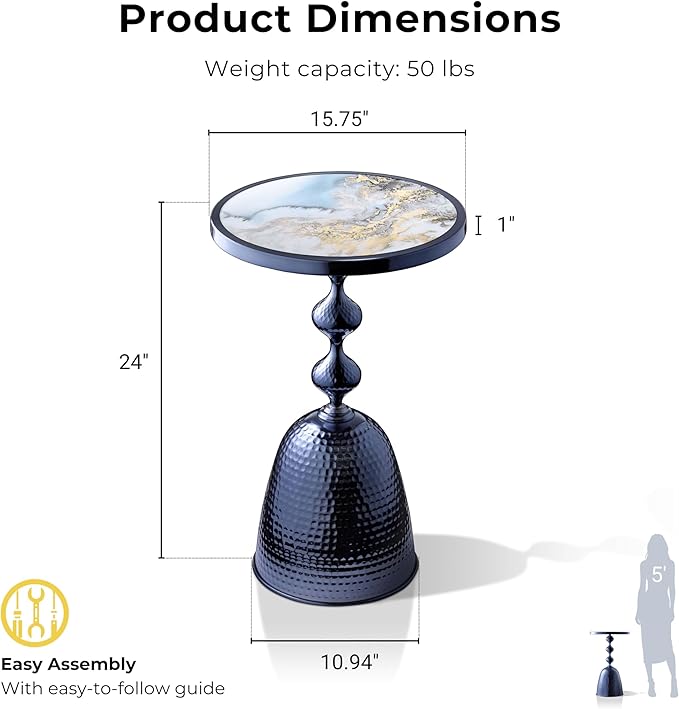 HOMES: Inside + Out Halric Modern 24" Tall Round End Table - Image 3