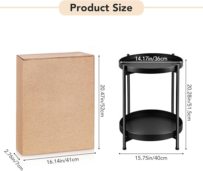 Small Side Table Round for Small Spaces Indoor Outdoor, Mini End Table Metal - Image 7