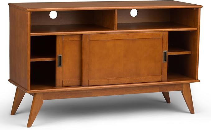 SIMPLIHOME Draper SOLID HARDWOOD 54 Inch Wide Mid Century Modern TV Media Stand - Image 4