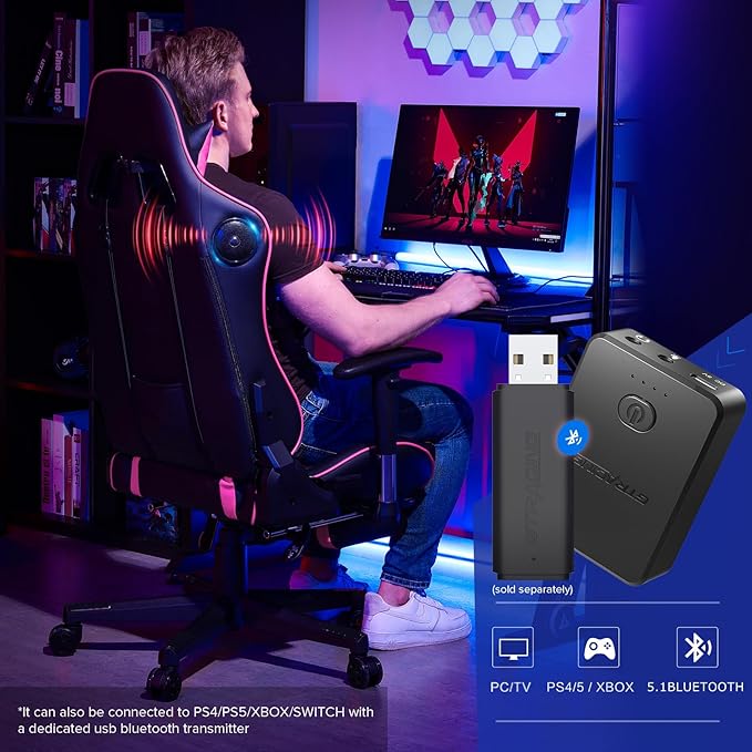 GTRACING Gaming Chair with Footrest Speakers Video Game Chair Bluetooth Music - Image 5
