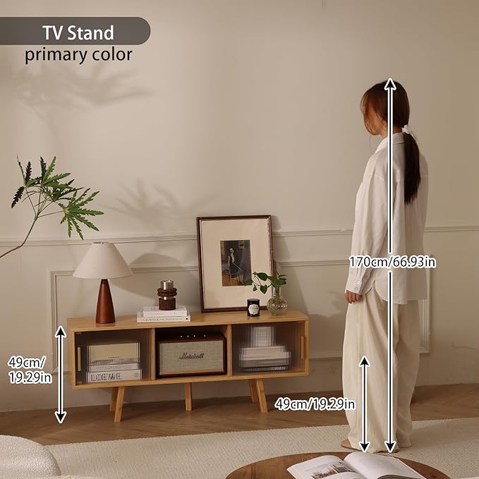 Bamboo TV Stand Entertainment Center- Mid-Century Modern Television Stand - Image 9