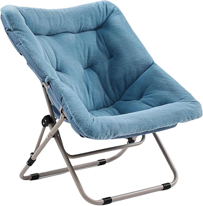 Comfy Folded Chair, Soft Faux Fur Oversized Folding Chair, Flexible Lounge Lazy by Givjoy