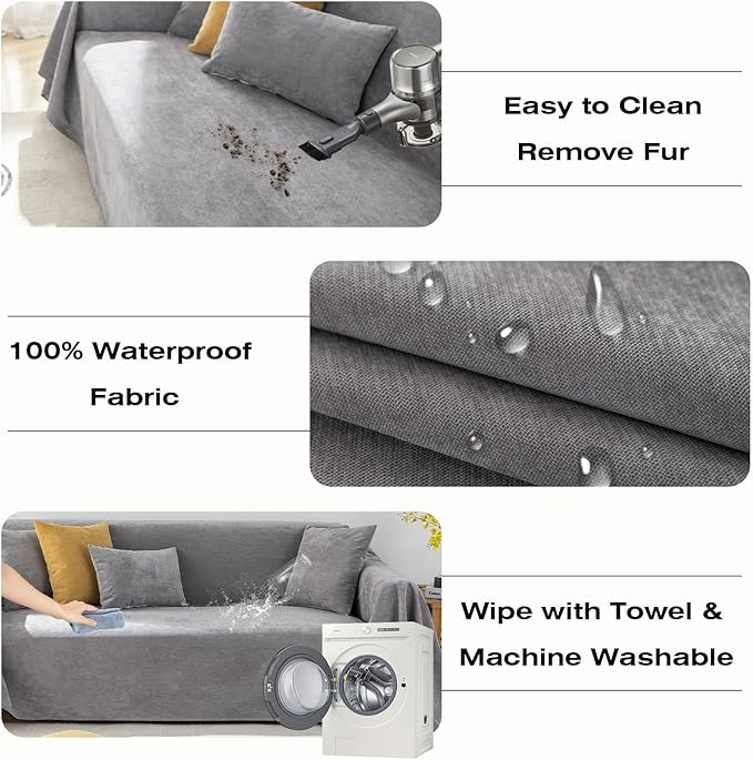 STACYPIK Waterproof Gray Sofa Cover - Image 9