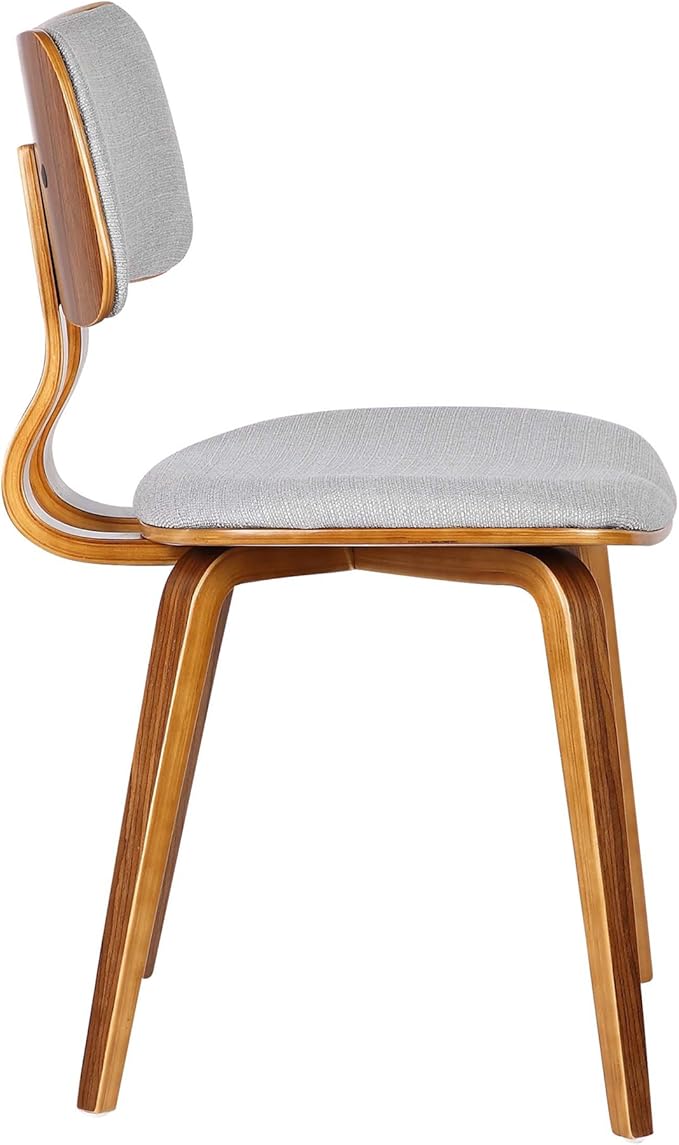 Armen Living Jaguar Mid-Century Dining Chair in Walnut Wood and Gray Fabric - Image 3