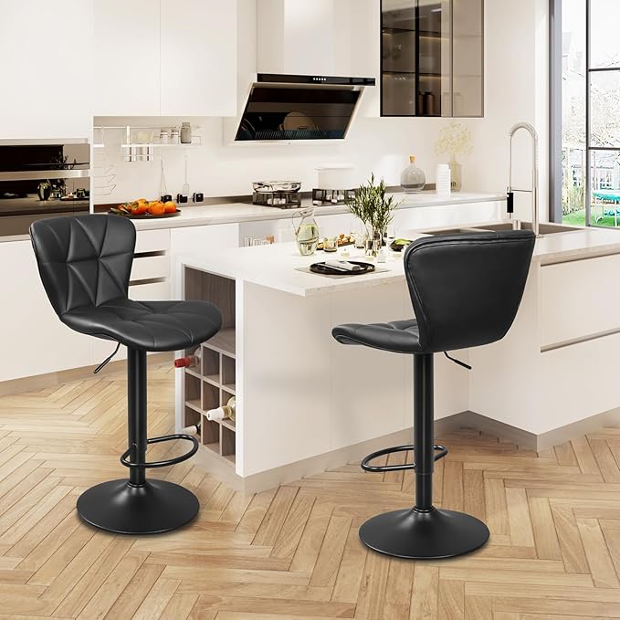 Bar Stools Set of 2, Adjustable Swivel Bar Chairs - Image 4