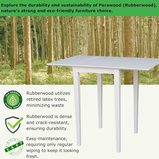IC International Concepts, Solid Wood Small Drop Leaf Dining Table, Solid Real - Image 4