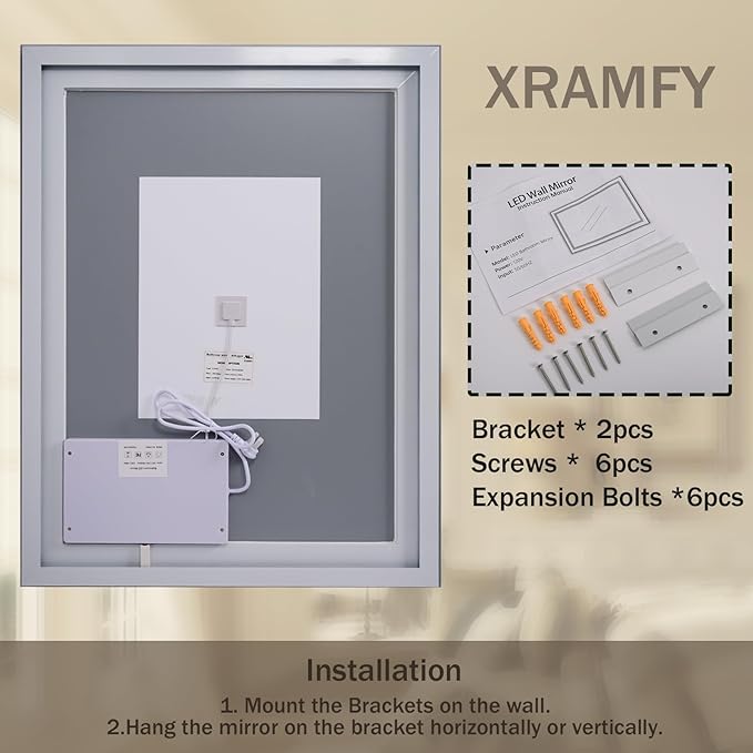 38'' x 26'' LED Bathroom Mirror - Image 6