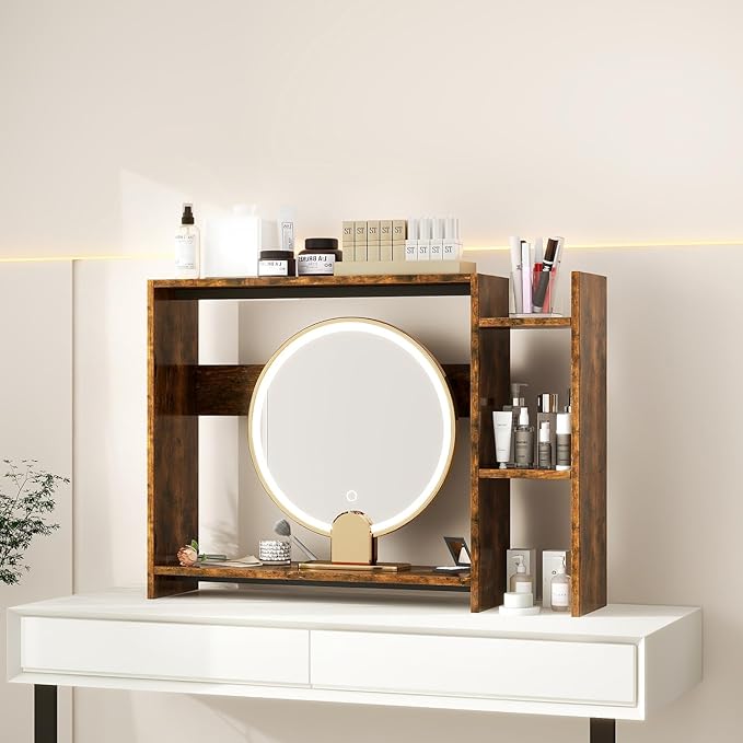 IBUYKE Desktop Bookshelf, 36.8" Desktop Organizer Shelf, Wood Desk Hutch - Image 6