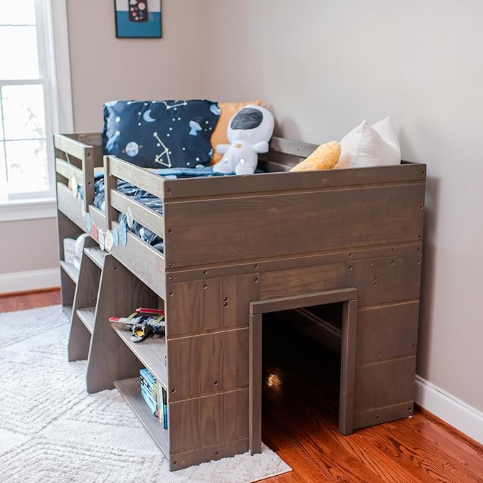 Max & Lily Modern Farmhouse Low Loft Bed, Twin Bed Frame - Image 5