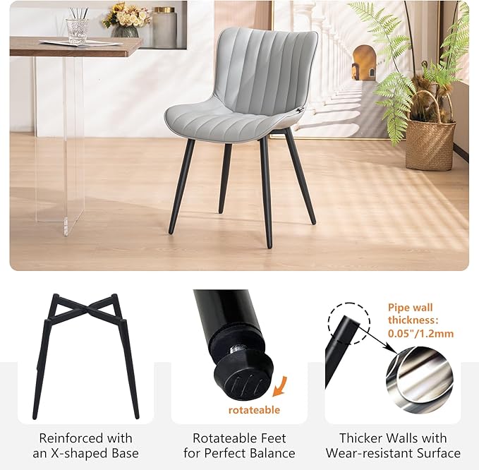 YOUNUOKE Mid-Century Modern Dining Chairs Set of 2, Armless Accent Chair - Image 4