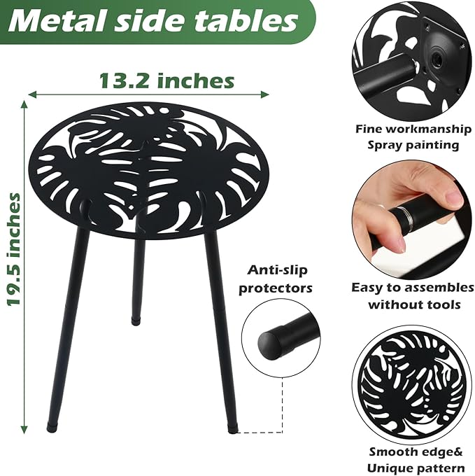 1 Pack Metal Outdoor Side Tables Small Outside End Table - Image 3