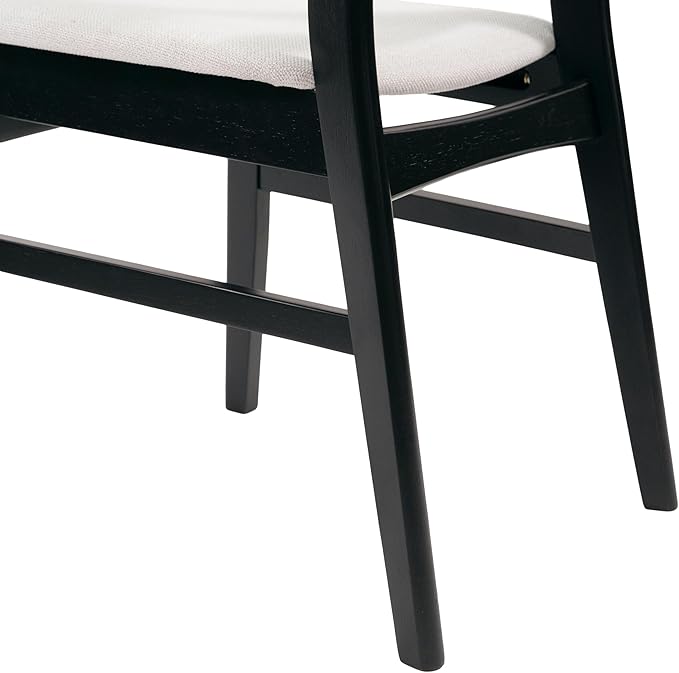 Set of 2 Solid Wood Dining Chairs, Fabric Upholstered Seat Mid-Century Modern - Image 10