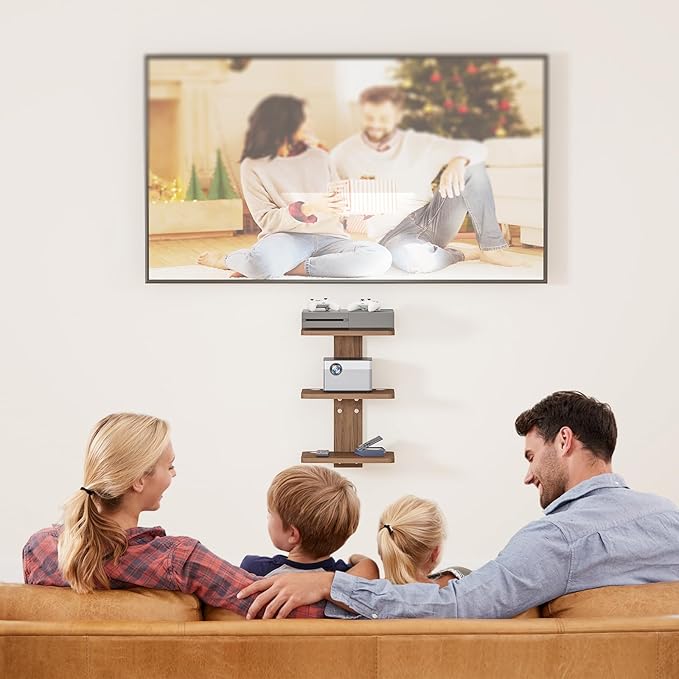 WALI Floating TV Shelves for Wall, Projector Shelf Holds Up to 22lbs, Wooden - Image 2