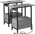 LIDYUK End Table with Charging Station, Narrow Side Table with Drawer and USB by LIDYUK