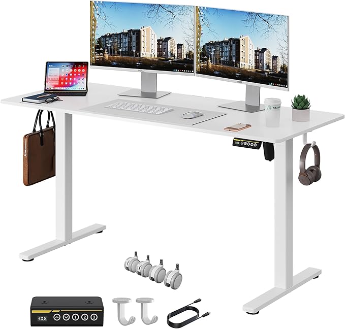 Electric Standing Desk Adjustable Height 55"x24" Stand Up Desk by Unknown