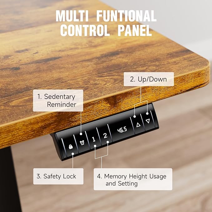 Veken 63 Inch Electric Standing Desk, Height Adjustable Sit Stand Up, Wood - Image 5