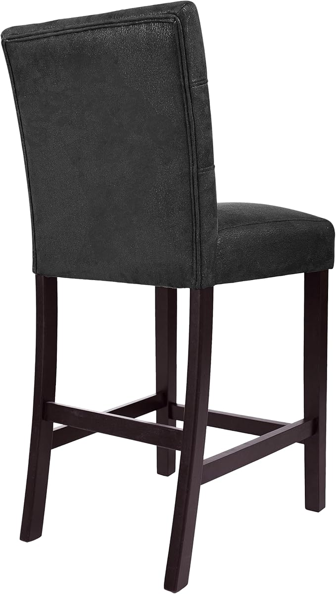 HomePop 24" Upholstered Button Tufted Leatherette Counter Height Barstool Chairs - Image 6