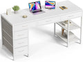 Huuger Computer Desk with 6 Drawers, 54 Inch Office Desk with Shelves, by Huuger