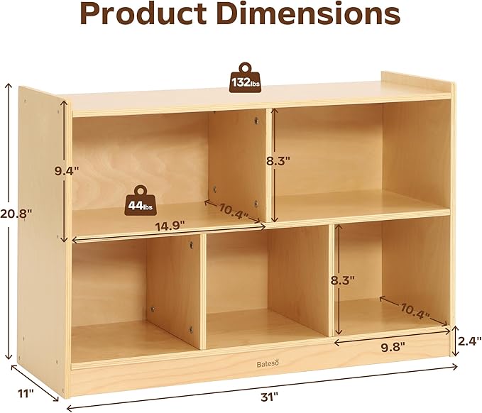 Toy Storage Organizer for Kids Room, Wooden Kids Bookshelf for Classroom - Image 2