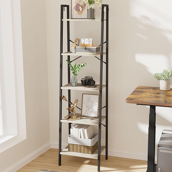 Ladder Shelf, Bookshelf Bookcase, Freestanding Corner Storage Shelve by Hzuaneri