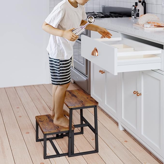 Step Stool for Adults & Kids, Holds up to 500Lb, 3 in1 Heavy Duty Sturdy Wooden - Image 6
