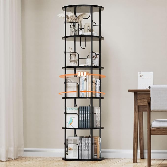 5 Tier Rotating Bookshelf, 360 ° Display Stackable Spinning Bookshelf Tower by ALLSTAND
