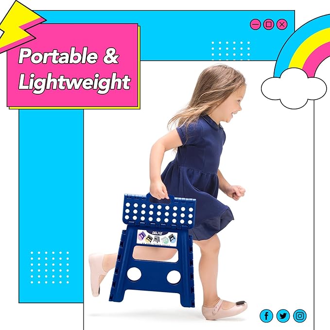 Delxo Folding Step Stool, 13 inch Non-Slip Foldable Stools Up to 300 LBS - Image 6